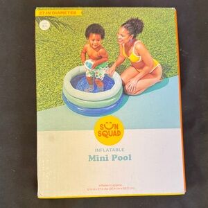 Sun Squad Inflatable Mini Pool inflates to approx. 12 inch height x 27 in d